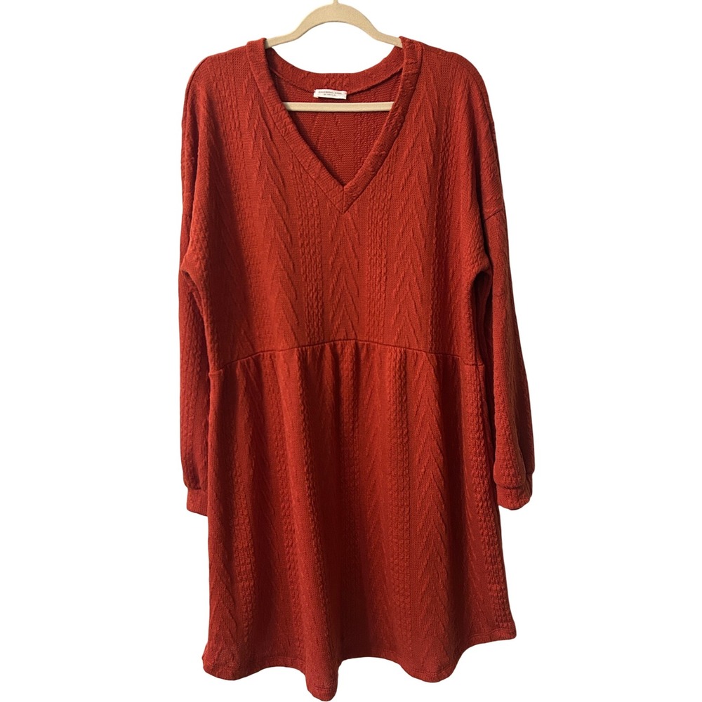 Chic Soul Knit Dress V-Neck‎ Long Sleeve Textured Casual Comfy 3XL